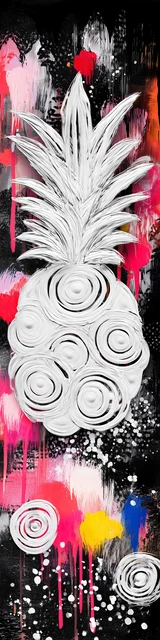 Free pineapple bookmark featuring white swirls on a black pineapple design